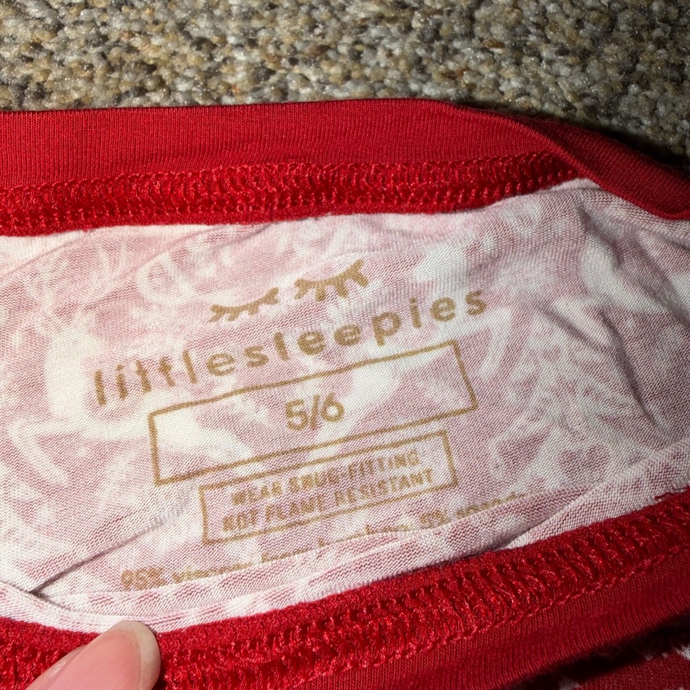 Little sleepies reindeer cheer Cozy Red Kids Pajamas - Picture 3 of 4